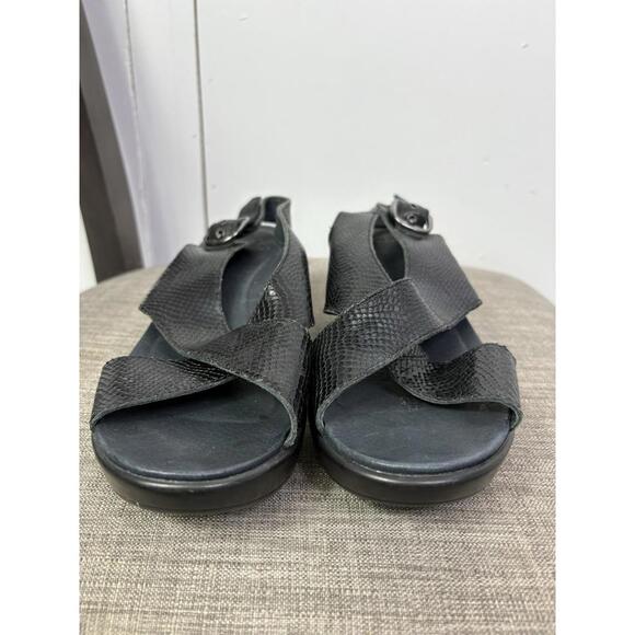 Dansko Shoes Womens Size 39 8.5 Jacinda Slingback Sandals Wedge Leather Black - Picture 7 of 10